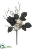 Silk Plants Direct Glittered Skull, Rose , Plastic Twig Pick - Black Beige - Pack of 12