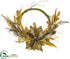 Silk Plants Direct Maple, Oak, Antler, Pine Cone Half Wreath - Brown Beige - Pack of 1