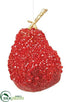 Silk Plants Direct Beaded Pear Ornament - Red - Pack of 6