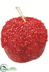 Silk Plants Direct Beaded Apple Ornament - Red - Pack of 6