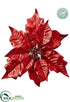 Silk Plants Direct Metallic Poinsettia With Clip - Red - Pack of 24
