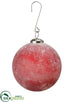 Silk Plants Direct Frosted Glass Ball Ornament - Red - Pack of 2