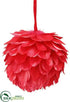 Silk Plants Direct Feather Ball Ornament - Red - Pack of 6