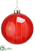 Silk Plants Direct Glass Ball Ornament - Red - Pack of 6