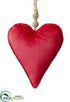 Silk Plants Direct Padded Heart Ornament - Red - Pack of 20