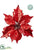 Metallic, Velvet Poinsettia With Clip - Red - Pack of 24
