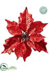 Silk Plants Direct Metallic, Velvet Poinsettia With Clip - Red - Pack of 24