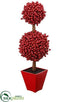 Silk Plants Direct Berry Topiary - Red - Pack of 1