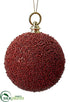 Silk Plants Direct Beaded Ball Ornament - Red - Pack of 8