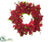 Velvet Poinsettia,  Crabapple, Berry, Pine Wreath - Red - Pack of 2
