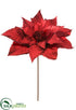 Silk Plants Direct Metallic Jumbo Poinsettia Spray - Red - Pack of 12