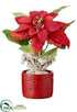 Silk Plants Direct Velvet Poinsettia - Red - Pack of 4