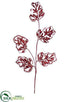 Silk Plants Direct Glittered Leaf, Loop, Ball Spray - Red - Pack of 12