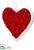 Pompon Heart Ornament - Red - Pack of 6