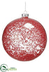 Silk Plants Direct Beaded Glass Ball Ornament - Red - Pack of 6