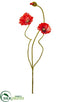 Silk Plants Direct Poppy Spray - Red - Pack of 12