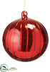 Silk Plants Direct Glass Ball Ornament - Red - Pack of 6