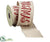 Merry Christmas Linen Ribbon - Beige Red - Pack of 6
