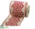 Silk Plants Direct Arabesque Embroidered Ribbon - Beige Red - Pack of 6