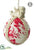 Angel Toile Ball Ornament - Beige Red - Pack of 6