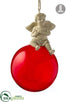 Silk Plants Direct Angel Glass Ball Ornament - Beige Red - Pack of 1