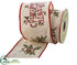 Silk Plants Direct Merry Christmas Holly Embroidered Ribbon - Beige Red - Pack of 6