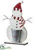 Silk Plants Direct Snowman With Santa Hat Table Top - White Red - Pack of 4