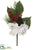 Velvet Hydrangea, Berry,  Pine Cone Spray - White Red - Pack of 12