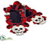 Silk Plants Direct Velvet Skull Table Runner - Black Red - Pack of 6