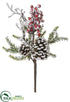 Silk Plants Direct Snowed Berry, Pine Cone , Pine Spray - Snow Red - Pack of 24