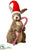 Bunny With Candy Cane - Brown Red - Pack of 2