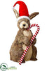 Silk Plants Direct Bunny With Candy Cane - Brown Red - Pack of 2