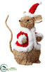Silk Plants Direct Glittered Mouse With Christmas Hat - Brown Red - Pack of 4