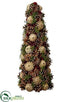 Silk Plants Direct Pine Cone, Pine Topiary - Brown Red - Pack of 2