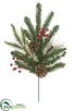 Silk Plants Direct Berry, Pine Cone, Pine Spray - Green Red - Pack of 12