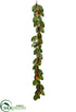 Silk Plants Direct Outdoor Magnolia Leaf, Plastic Berry, Pine Cone Garland - Green Red - Pack of 4
