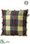 Plaid Pillow With Bells - Green Red - Pack of 6
