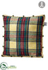 Silk Plants Direct Plaid Pillow With Bells - Green Red - Pack of 6