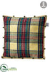 Silk Plants Direct Plaid Pillow With Bells - Green Red - Pack of 6