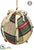 Plaid Ball Ornament With Bells - Green Red - Pack of 2