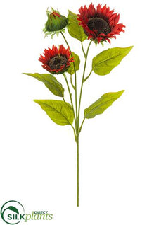 Sunflower Spray - Crimson Red - Pack of 12