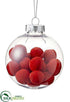 Silk Plants Direct Plastic Ball Ornament - Clear Red - Pack of 12