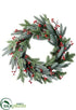Silk Plants Direct Pine Wreath With Berry - Gray Red - Pack of 2
