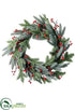Silk Plants Direct Pine Wreath With Berry - Gray Red - Pack of 2