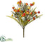 Silk Plants Direct Mini Ranunculus,  Eucalyptus Bush - Orange Yellow - Pack of 12
