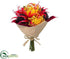 Silk Plants Direct Anthurium, Protea, Skimmia Florist Bouquet - Burgundy Yellow - Pack of 6