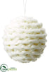 Silk Plants Direct Knitted Wool Ball Ornament - White - Pack of 4