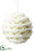 Silk Plants Direct Knitted Wool Ball Ornament - White - Pack of 6