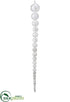 Silk Plants Direct Beaded Icicle Ornament - White - Pack of 12