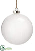 Silk Plants Direct Glass Ball Ornament - White - Pack of 6
